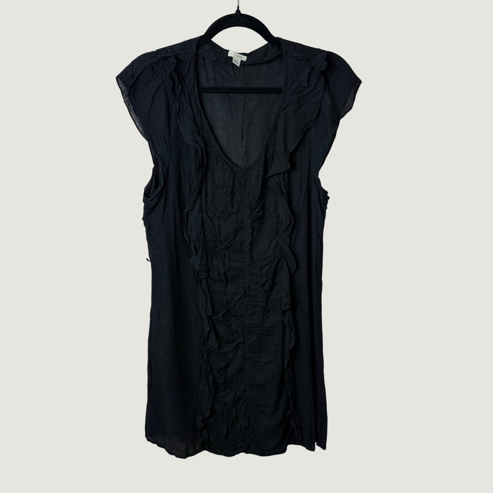Odille Anthropologie Ruffle Top Black 12 Asymmetrical Whimsygoth Dark Romantic